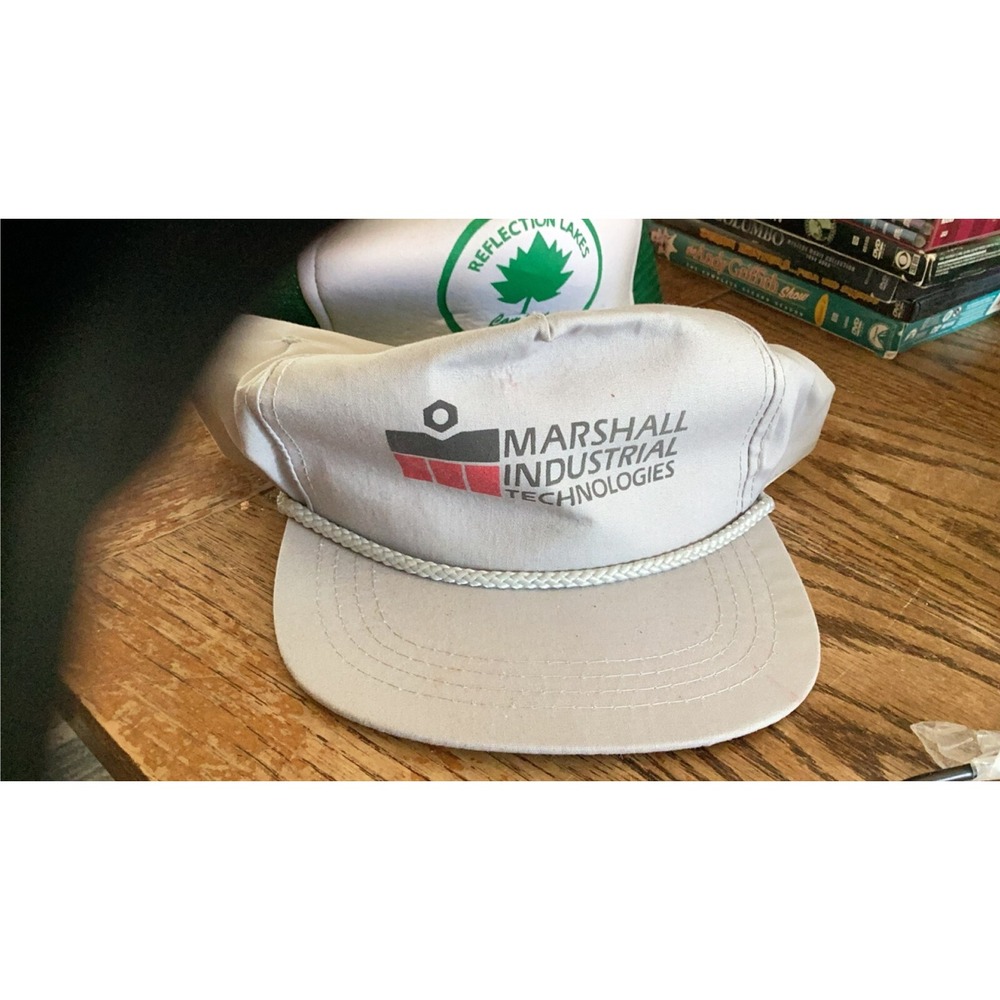 Marshall Industrial Tech Vintage Retro Snapback Trucker Hat Gray Rope Cap